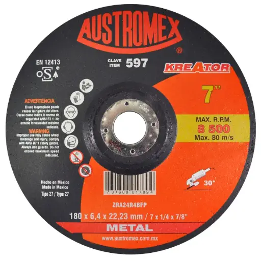 [109-01-04-022] DISCO ABRASIVO DESBASTE 7X1/4X7/8 ECONOMICO