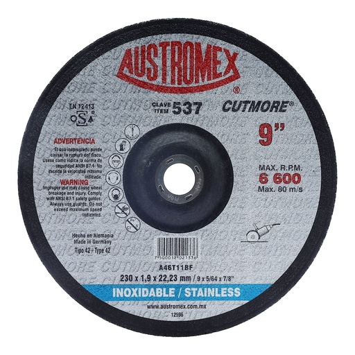 [109-01-04-059] DISCO ABRASIVO CBN, 14F1E, CALIBRE 9, RADIO 1.9MM