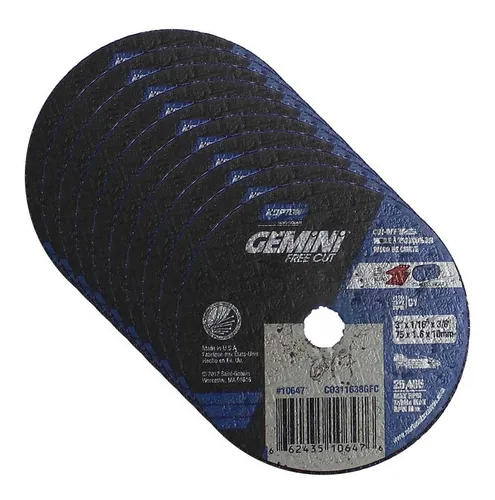 [131-01-03-005] DISCO ABRASIVO CORTE 3 X 1/16 X 1/4 TIPO 1 GEMINI