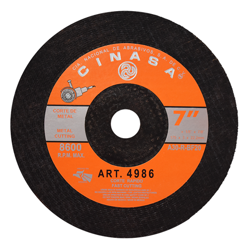 [165-01-40-005] DISCO ABRASIVO 1/8" X 7/8" X 7" A30-R-BF20