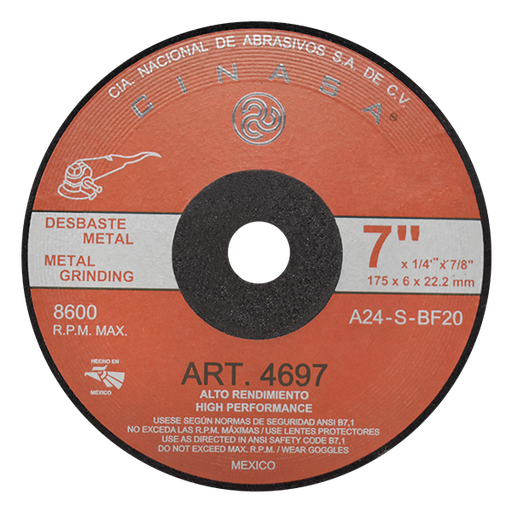 [165-01-40-008] DISCO ABRASIVO 7" X 1/4" X 7/8"