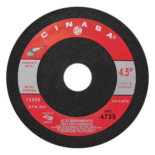 [165-01-40-009] DISCO ABRASIVO 4.1/2" X 1/4" X 7/8"