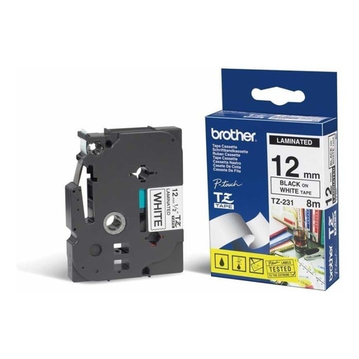 [431-01-01-569] CINTA ORIGINAL BROTHER TZE231 NEGRO/BLANCO 12MM PT320/340/520/540
