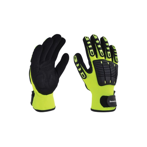 [316-03-17-413] GUANTE DE NYLON TALLA 8 FLUORESCENTE PVC Y NITRILO
