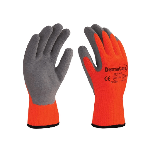 [316-03-17-421] GUANTE AISLANTE AL FRÍO DE ACRÍLICO Y LÁTEX NARANJA / GRIS TALLA 9