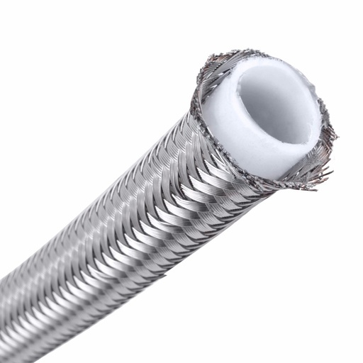 [700-115935-0083] MANGUERA DE 1/4" X ,40 C.M. DE ACERO INOXIDABLE INTERIOR TEFLON CON CONEXIONES HEMBRAS Y ADAPTADORES