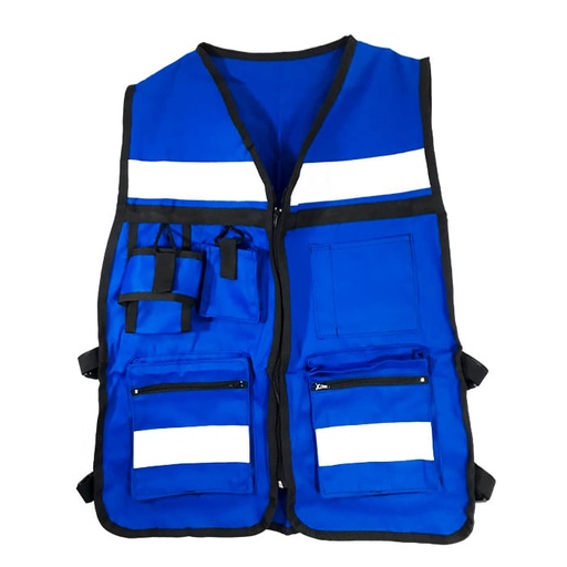 [900-02-02-512] CHALECO BRIGADISTA O SUPERVISOR AZUL REY BORDADO CON LOGO + SERIGRAFIA 1 TINTA REVERSO