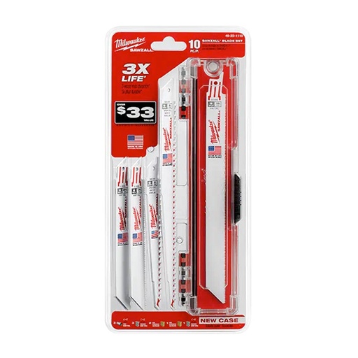 [108-00-10-040] JUEGO DE HOJAS ESTÁNDAR PARA MADERA Y METAL SAWZALL DE 10 PIEZAS