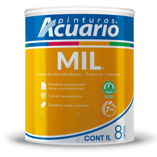 [V1000NARANJA] MIL PINTURA VINIL ACRILICA NARANJA 1L